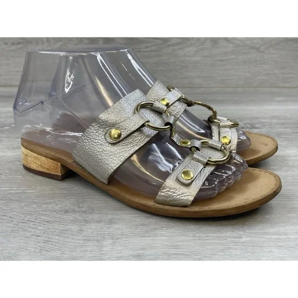 Latigo Rush Women's Sandal Silver Leather 6.5 Double Strap Buckle Boho Comfort - Picture 1 of 10